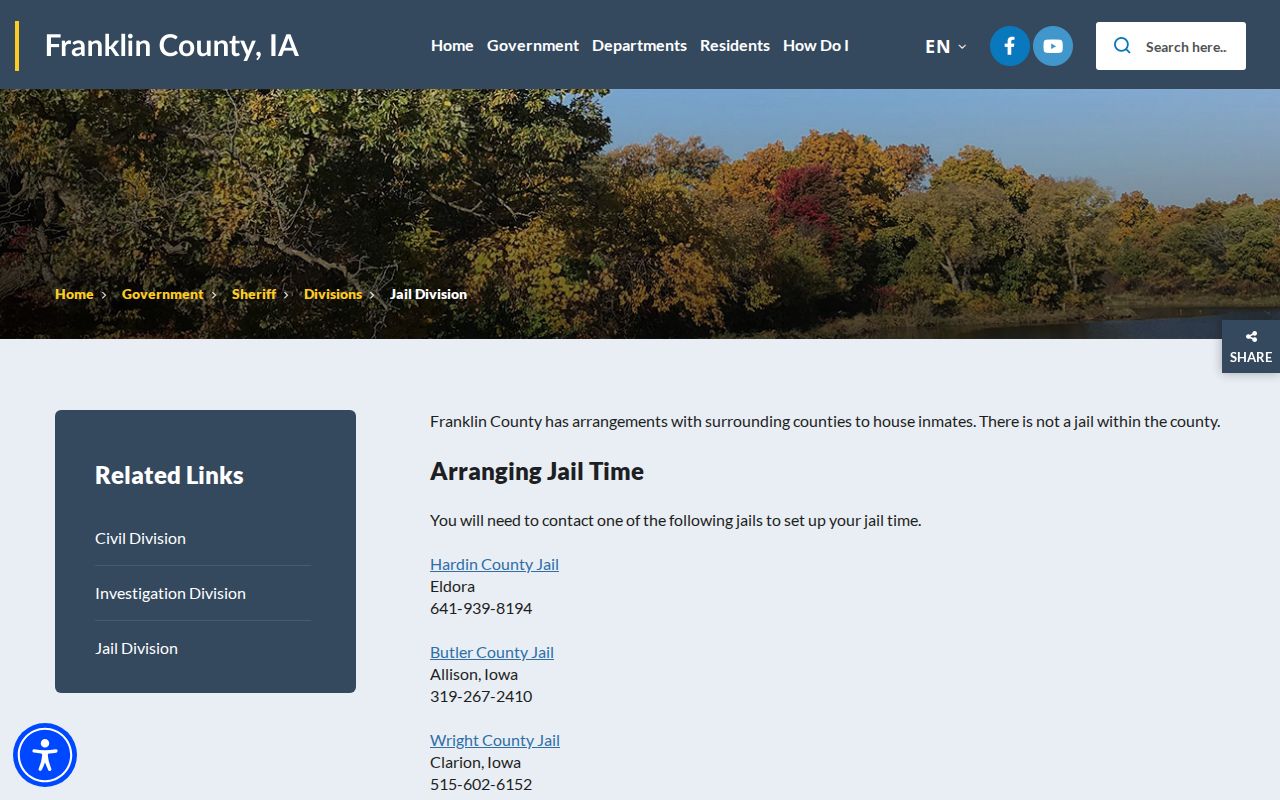 Franklin County official contract-jail custody and roster instructions